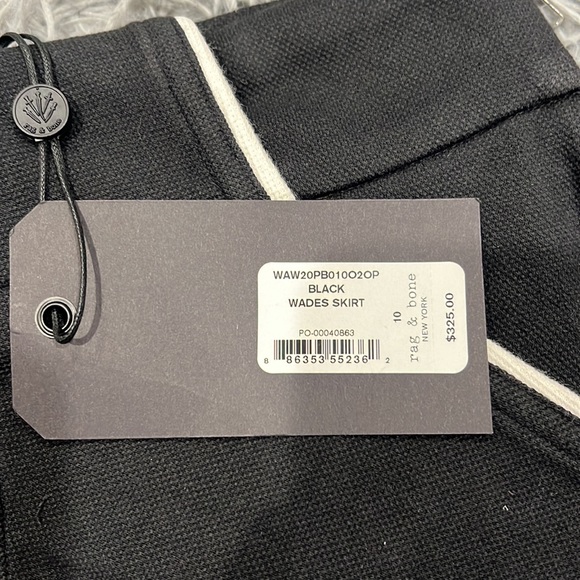 NEW • Rag & Bone • Wades Mini Skirt Black White 10 Piping Trim Pockets - Picture 3 of 3